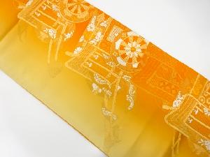 アンティーク　御所車模様織り出し暈し袋帯(材料)